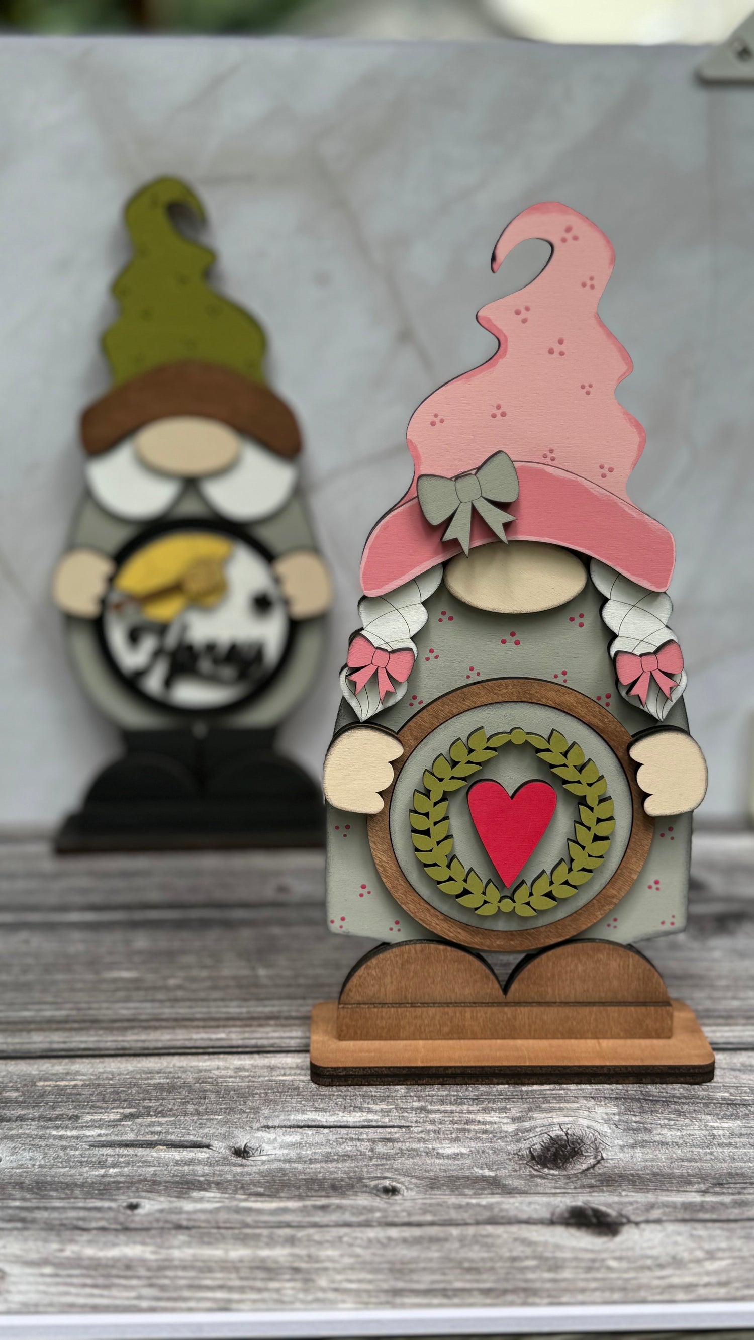 3" Rounds Base, Standing Girl Gnome